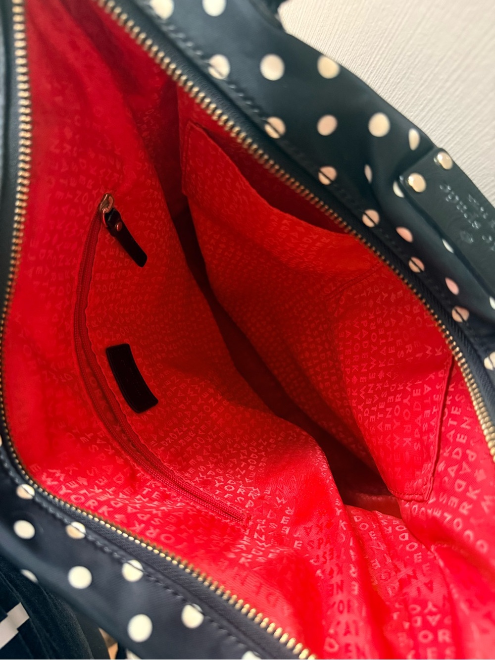 kate spade Navy and White Polka Dot Tote - Picture 7 of 8